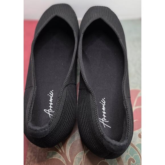 ARROMIC Ballet Flats Size 11 Black Knit Square Toe Shoes Comfy EUC - Picture 4 of 8